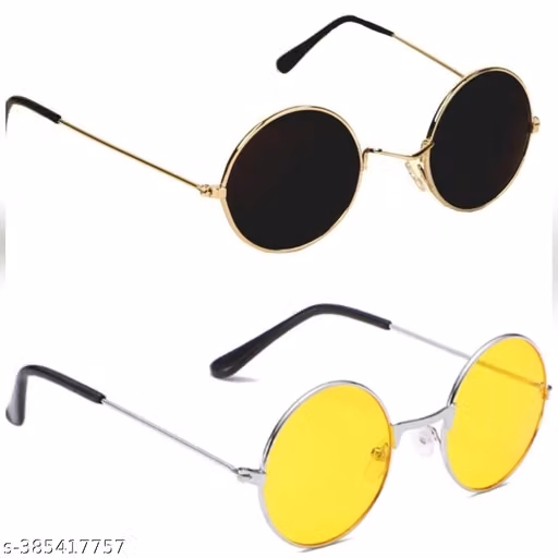 Goleriya Unisex Multicolour Round Sunglasses (Pack of 2)