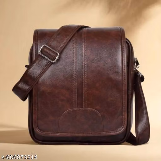 Premium Brown Faux Leather Messenger Sling Bag for Men | Crossbody Shoulder Office & Casual Bag