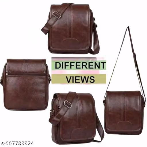 SHREE JI Premium Brown Faux Leather Messenger Sling Bag for Men | Crossbody Shoulder Office & Casual Bag