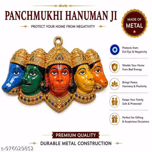 Auspicious Panchmukhi Hanuman Ji Metal Hanging for Entrance