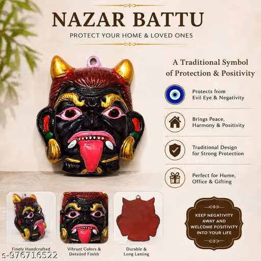 Premium Metal Nazar Battu Wall Hanging/ Shubh Nazar Raksha Metal Door Hanging