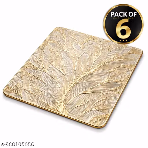 Premium Gold Leaf Pattern Dining Table Mat – Pack of 6 | Heat Resistant & Easy to Clean Placemats