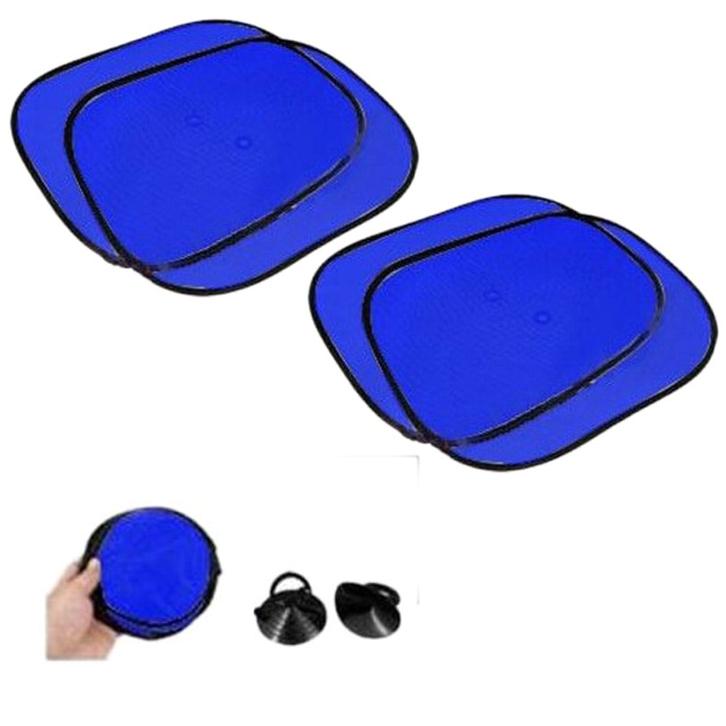Premium Car Window Sun Shade Sunshade Mesh Type Blue - 4 Pieces (2 Pair)