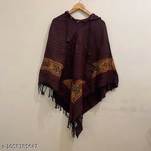 Wool blend poncho