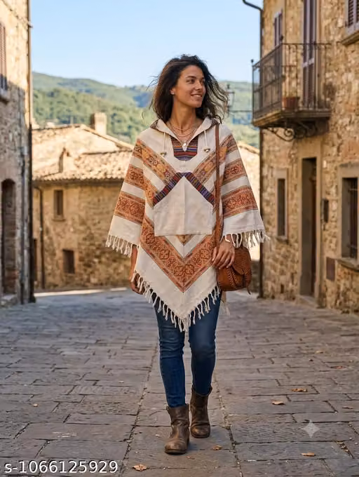 Woolen poncho white