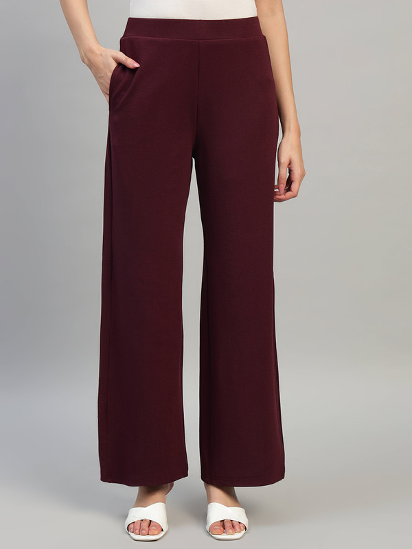 DNA crafted with love Women's High Waist Straight Fit Trousers | Solid Korean Stretchable Pants for Women | Regular Fit Elastic Waist Full Length Formal Trouser for Casual & Office Wear