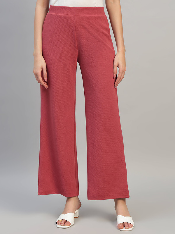 DNA crafted with love Women's High Waist Straight Fit Trousers | Solid Korean Stretchable Pants for Women | Regular Fit Elastic Waist Full Length Formal Trouser for Casual & Office Wear