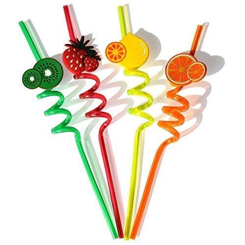 Kids Funny Cartoon Spiral Drinking Straw for kids in Various Attractive Designs and Shape, Set of 4 pcs. Assorted