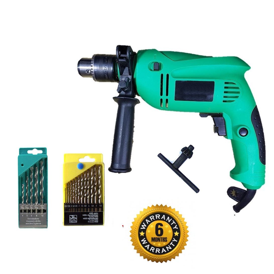 Powerful 13 mm Impact Drill Machine Reverse Forward Rotation 700 watt with 13 Pieces Hss Drill Set, 5 Pieces Masonry Drill Set