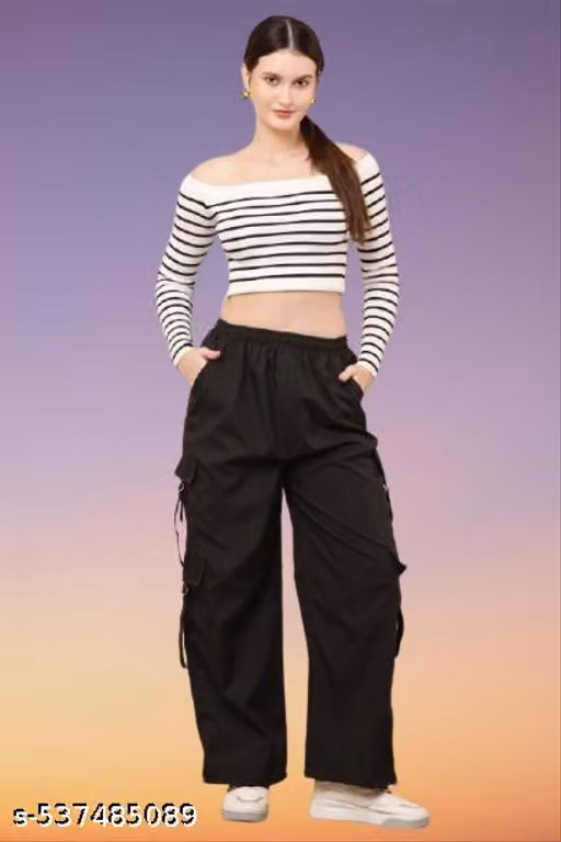 Women Cargo 6 Pocket Black
