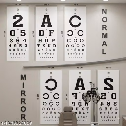 eye testing chart | vision test chart sticker | Snellen eye chart | 18x45 cm waterproof eye vision testing sheet set for clinic and home (pack of 6)