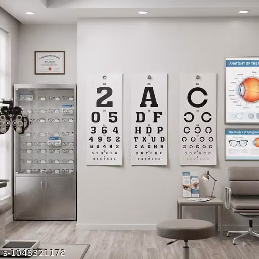 eye testing chart | vision test chart sticker | Snellen eye chart | 18x45 cm waterproof eye vision testing sheet set for clinic and home (pack of 3)