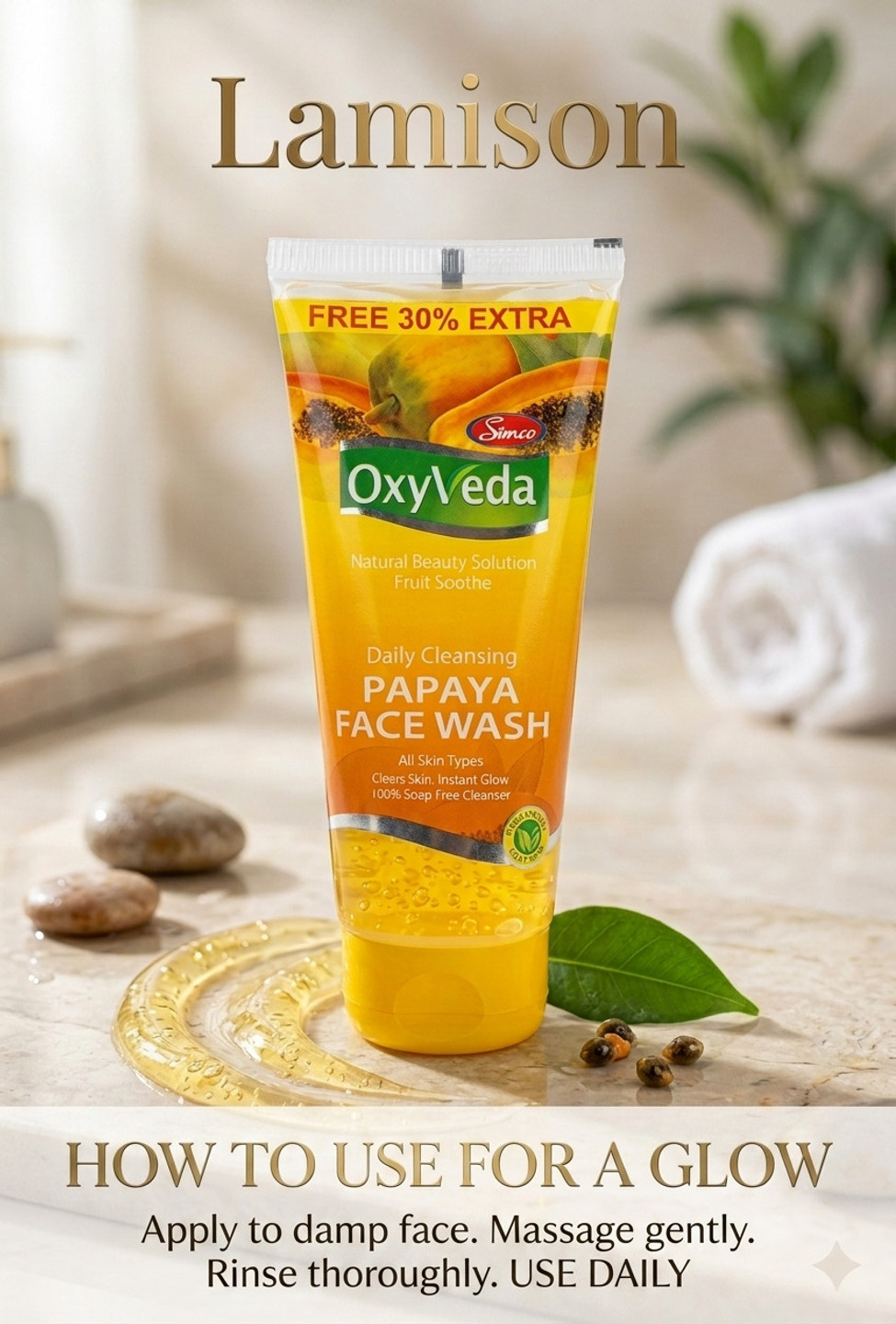 Soundarya OXYVEDA PAPAYA FACEWASH EACH 65ML Face Wash (195 ml)