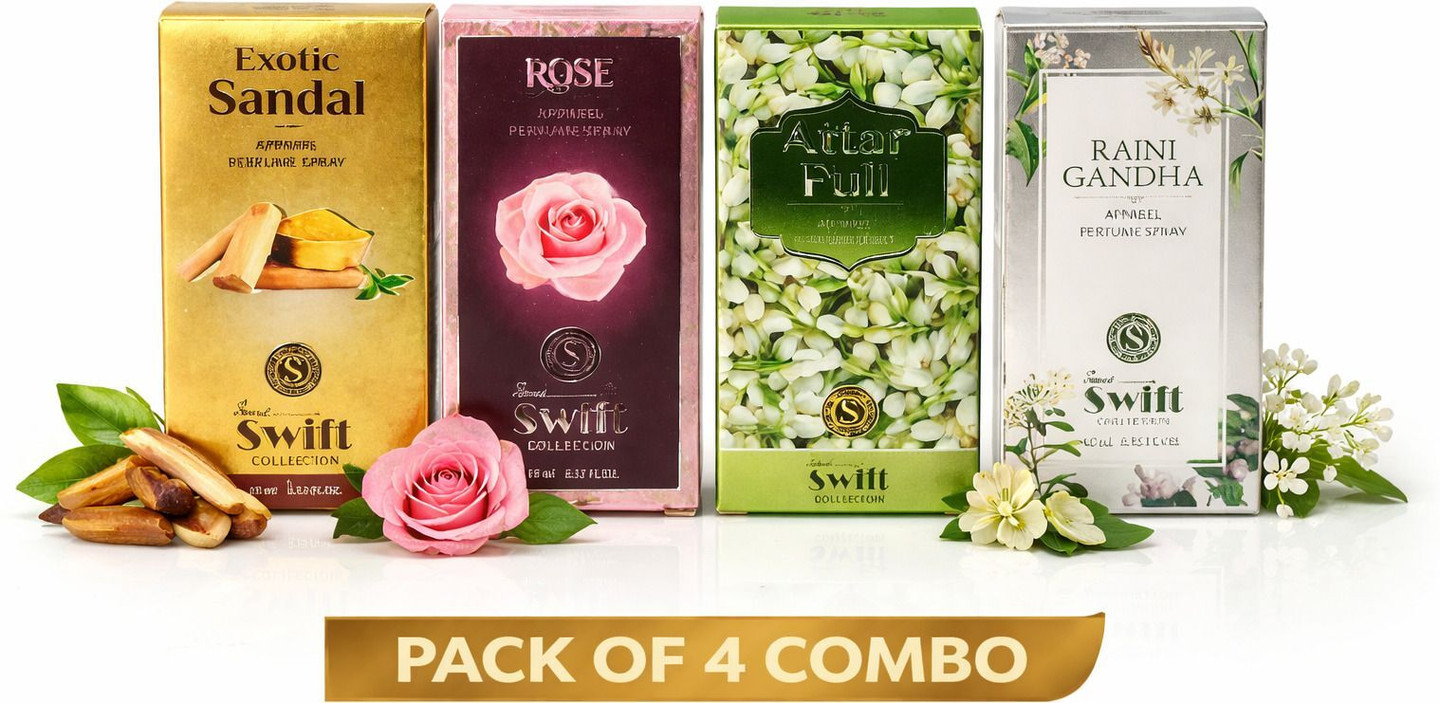 Simco Swift Collection Apparel Perfume Spray Combo Pack of 4 (10 ml Each) Eau de Cologne  -  40 ml (For Men & Women)