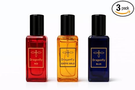 SIMCO Swift Collection Dragonfly Perfume Spray Combo | Red, Exotic Gold & Blue | Long-Lasting Fragrance | Eau De Perfume for Men & Women | 20 ml Each (Pack of 3)