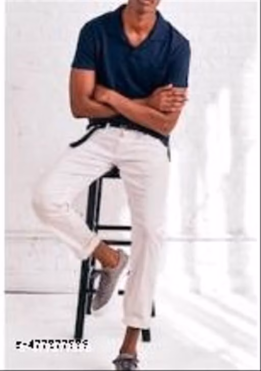 WHITE PLAIN JEANS MAN