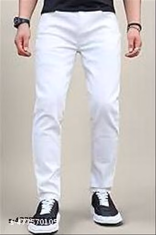 WHITE PLAIN JEANS MAN