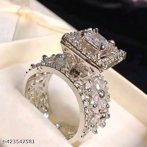 Women's treanding Pride Alloy Traditional AD Stone Silver Plated Ring for Women, Engagement ring, wedding band, solitaire, halo, vintage, contemporary etc