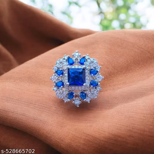 Silver Plated Ad Rings American Diamond Rings For Girls And Women