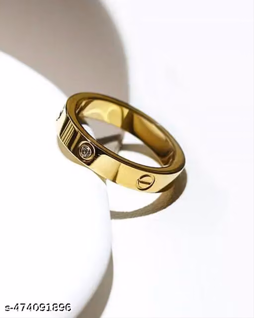 Gold Plated Ring for Women, Girls Stainless Steel Zircon Gold Plated Ring