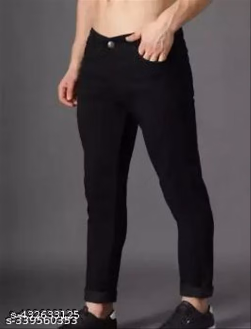 BLACK PLAIN JEANS MAN