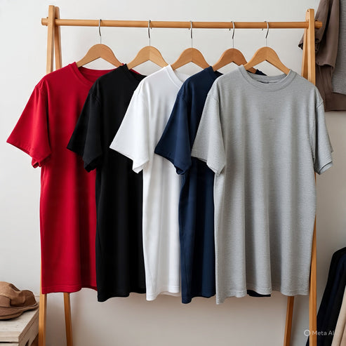 Combo of five 5 Heavy cotton black, red, blue, white, grey