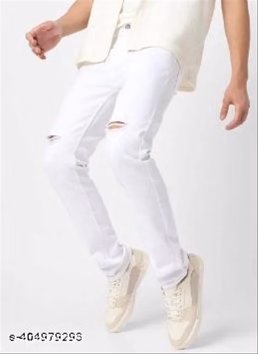 CSURGO WHITE KNEE CUT JEANS