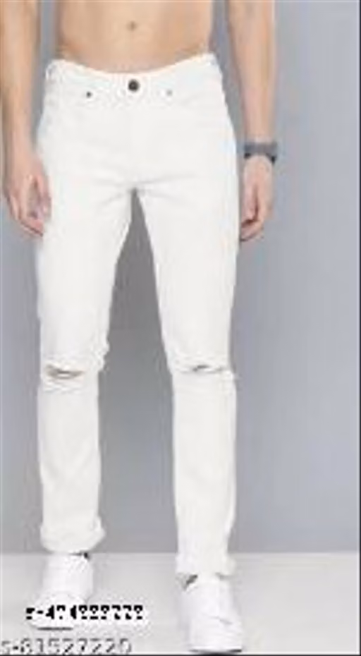 CSURGO WHITE KNEE CUT JEANS