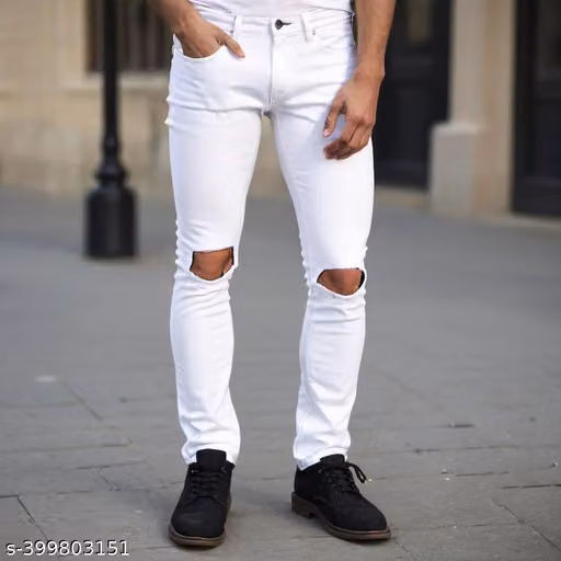 WHITE KNEE CUT MAN