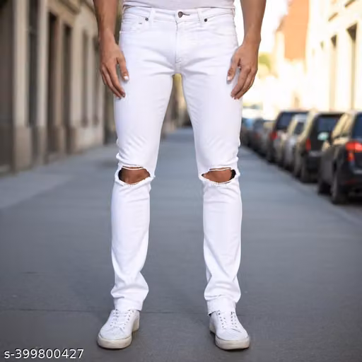 WHITE KNEE CUT MAN