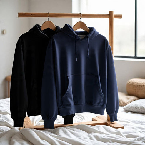 Combo of two Stylish solid Hoodies unisex best for winters black, blue