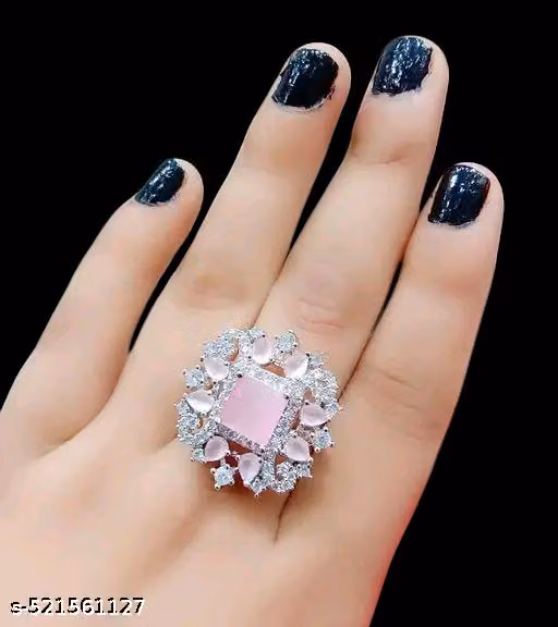 american daimond Silver Solitaire ad Ring with Adjustable Band | Gift for Women Girls Wife Girlfriend | Multiple Design Options