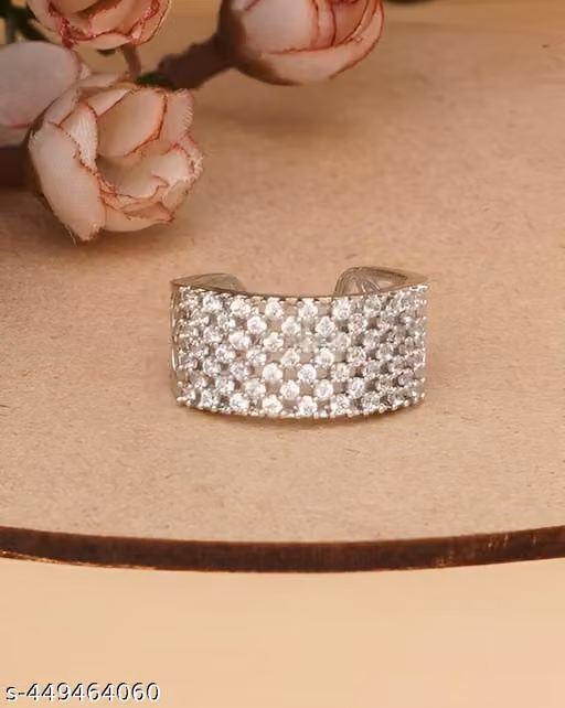  Silver Plated White Cubic Zirconia Solitaire Heart Finger AD Ring
