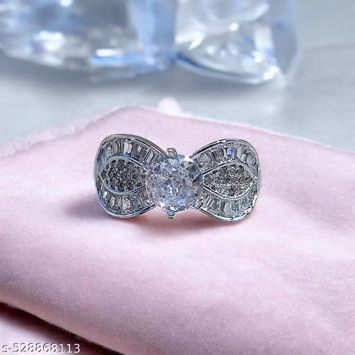 Sizzling Fancy Rings Beautiful Ring In Silver Plated For Womens And Girls With White Colour Stone