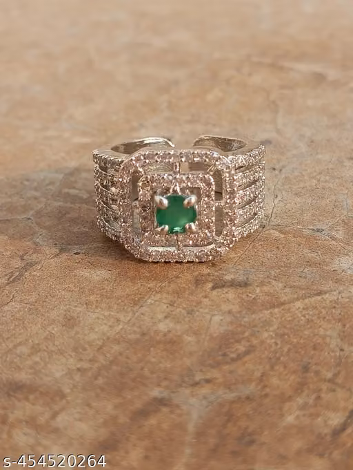 ad ring green stone adjustable finger ring