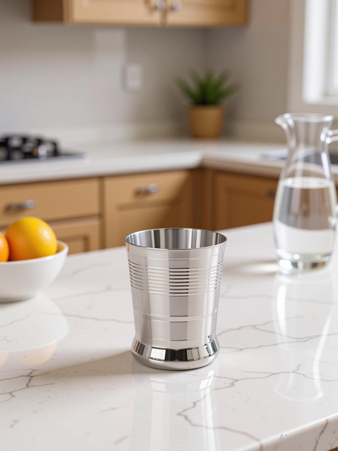 KIARAA (Pack of 6) High Grade Stainless Steel Glass Set ( Pack of 6) Glass Set Water/Juice Glass (300 ml, Steel, Steel)