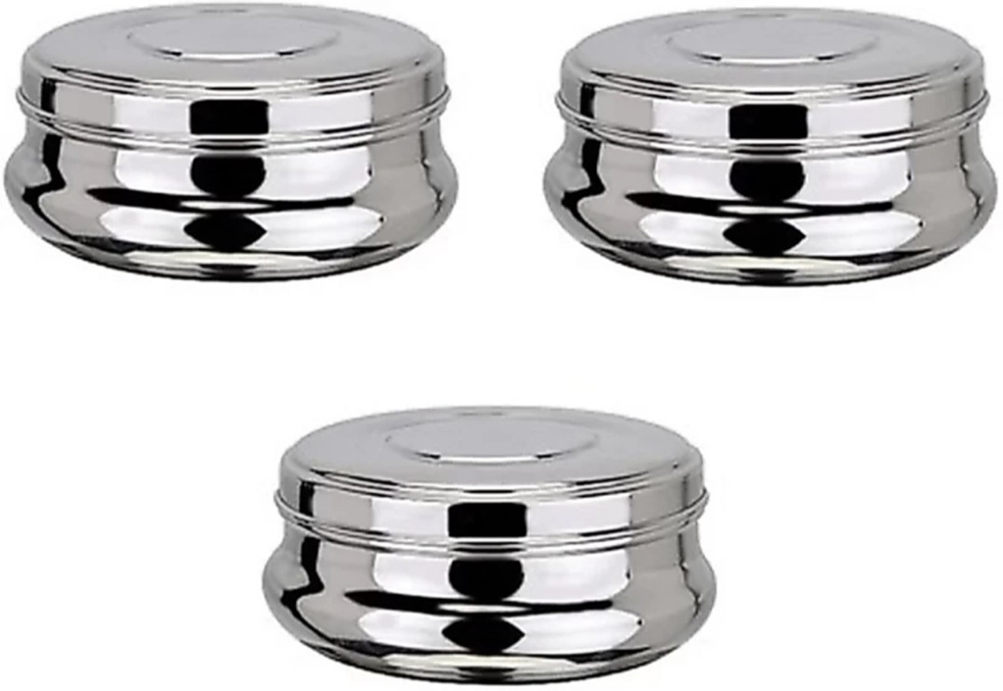 KIARAA Steel Grocery Container - 750 ml (Pack of 3, Silver)