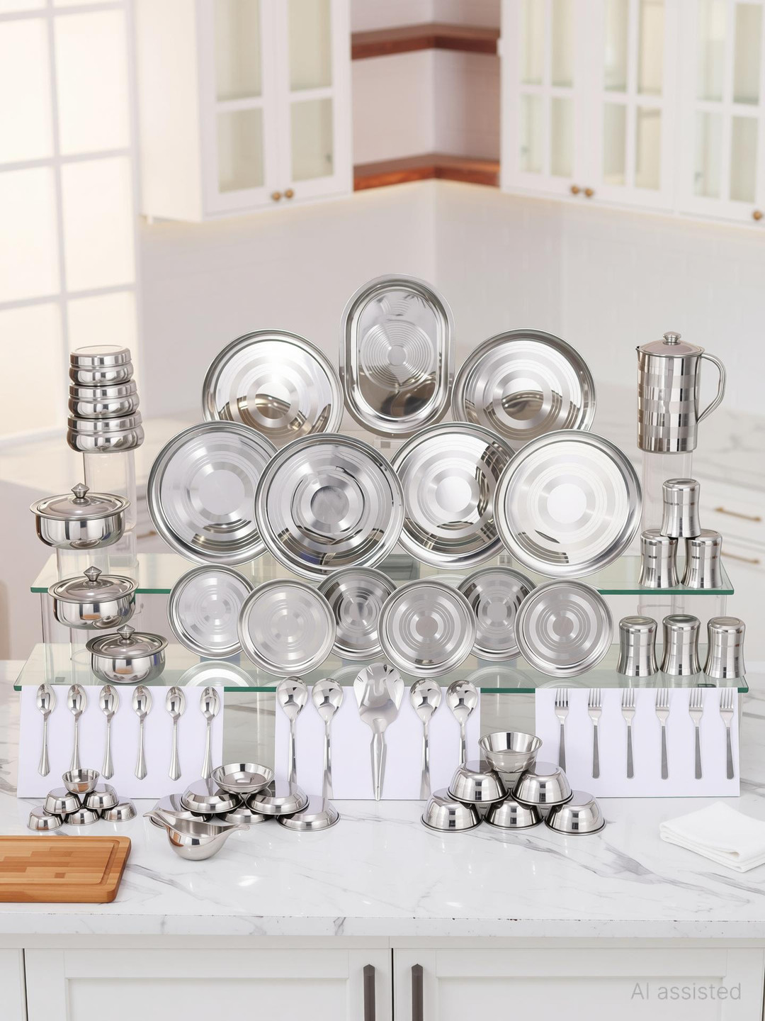 KIARAA Pack of 63 Stainless Steel Dinner Set (Steel)