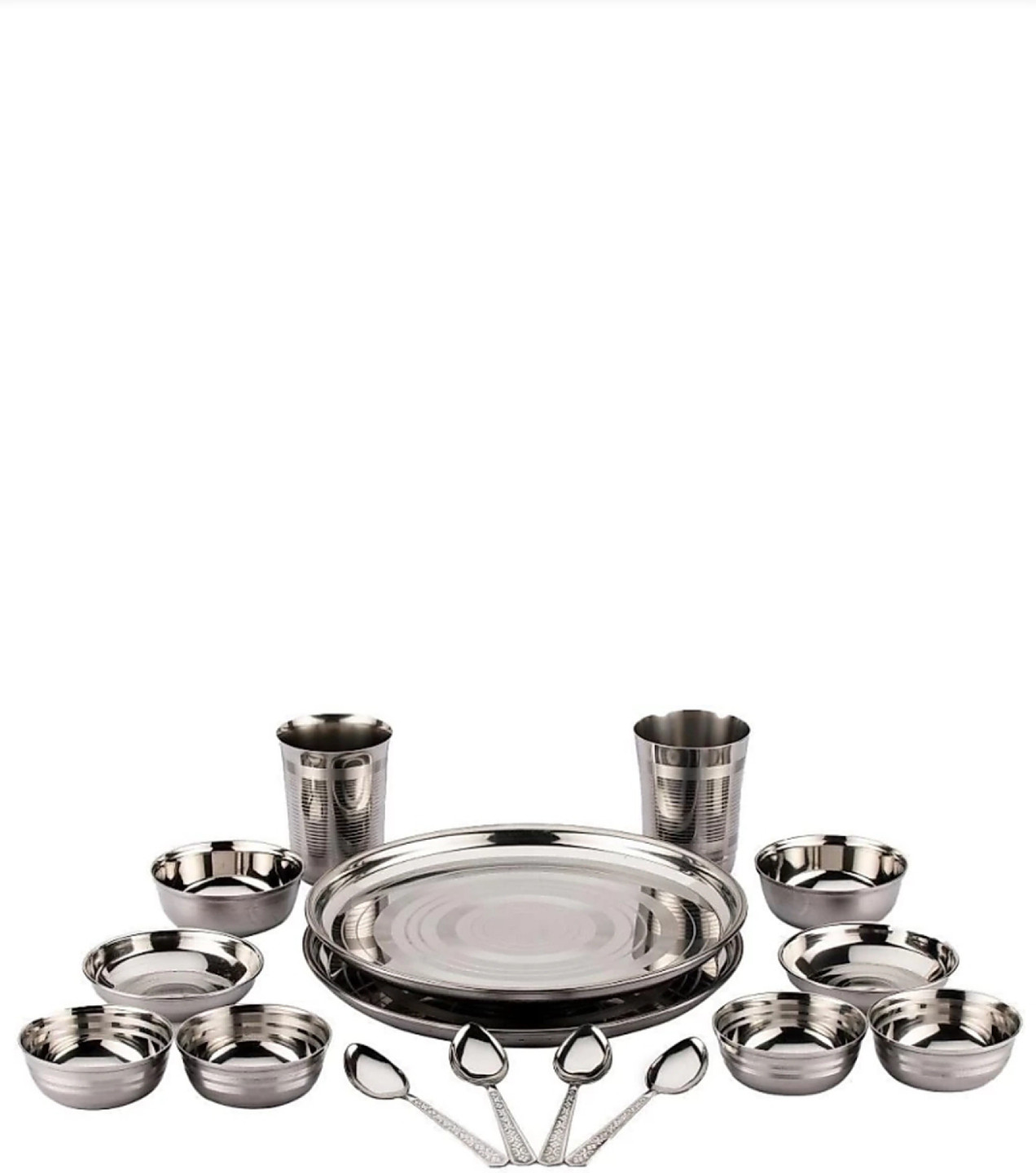 KIARAA Pack of 16 Steel dmark Dinner Set (Silver)