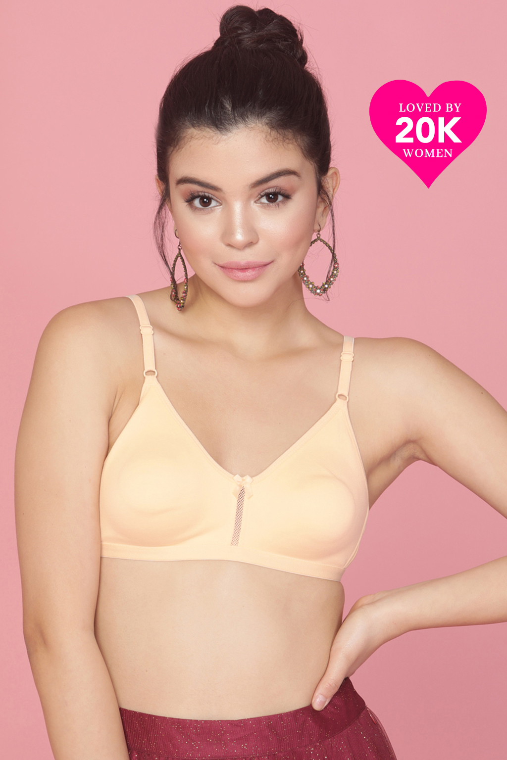 Clovia Women Non-Padded Cotton Rich Bra – Full Coverage, Nude