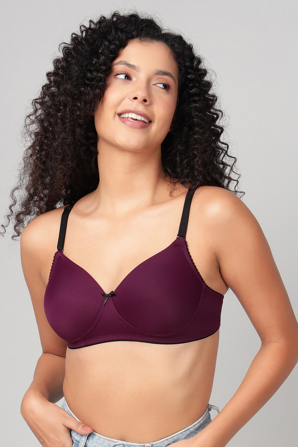 Clovia Women's Padded Non-Wired Multiway T-Shirt Bra _Purple