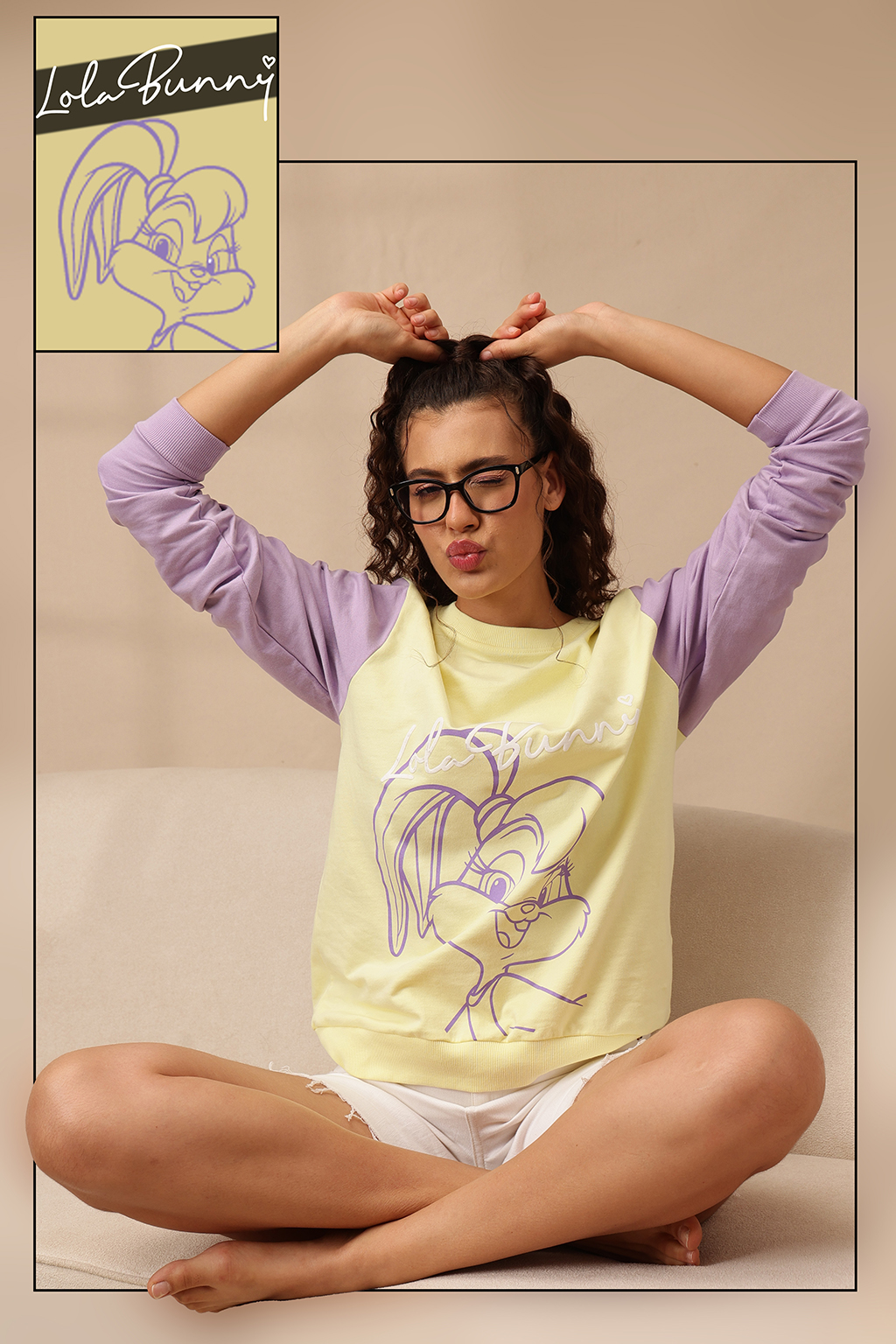 Clovia Yellow Terry Cotton Lola Bunny Sweatshirt