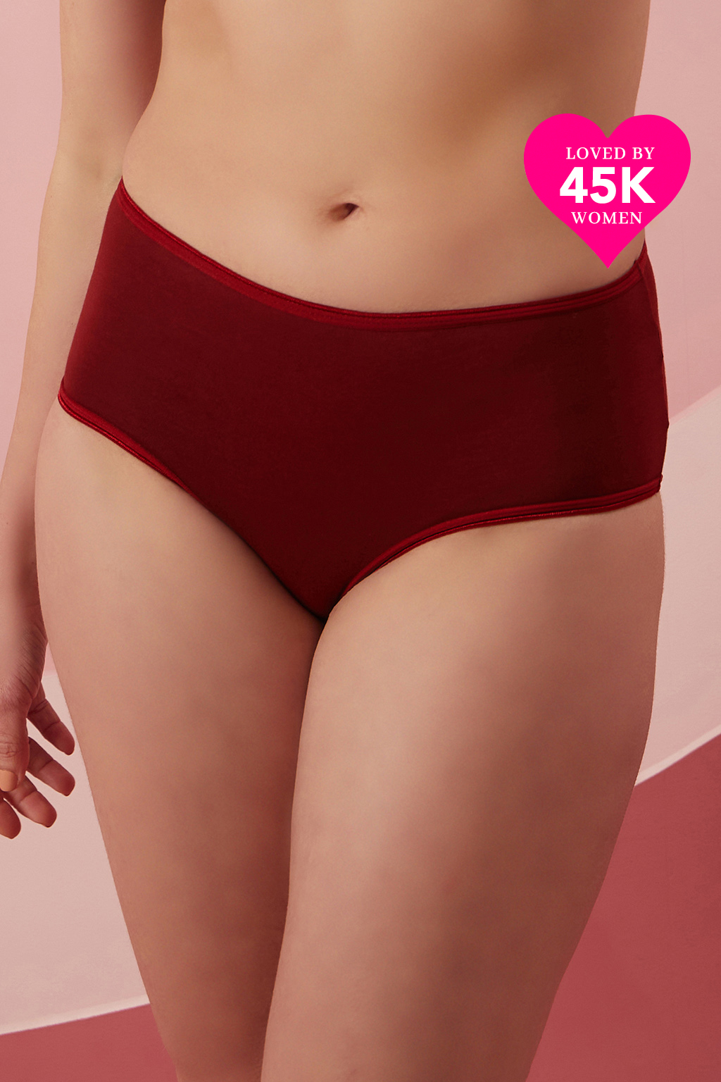 Clovia Women High-Waist Cotton Hipster Panty, Maroon