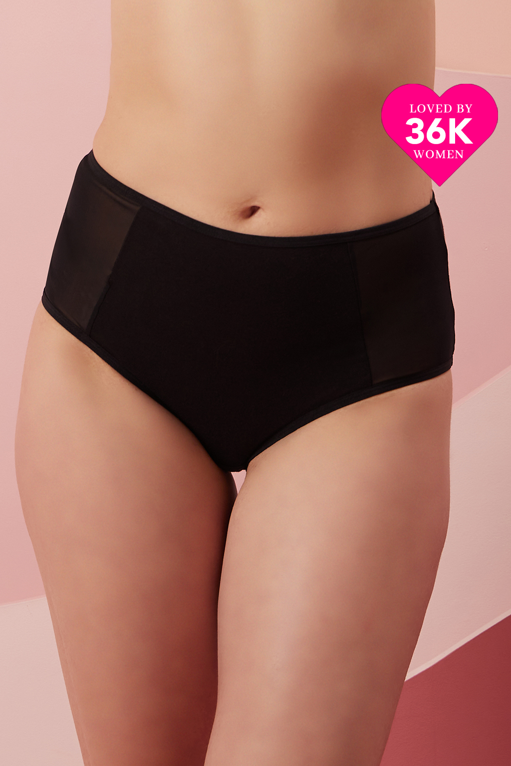 Clovia Women's Cotton High Waist Hipster Panty with Powernet Panels