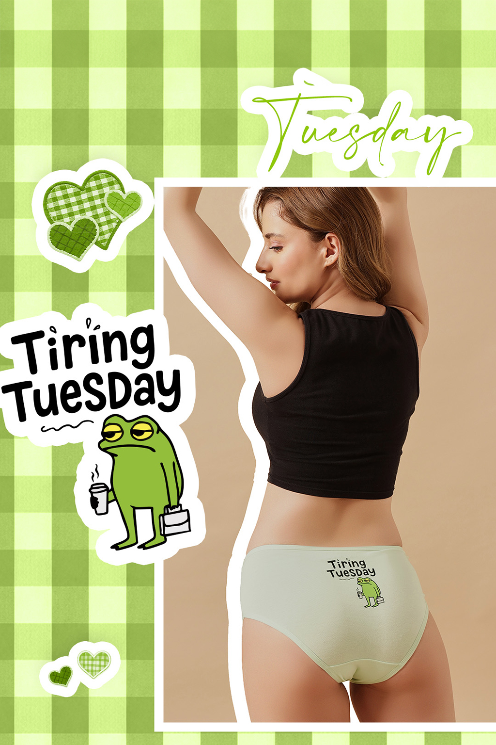 Clovia Women's Tiring Tuesday Cotton Mid Waist Hipster Panty