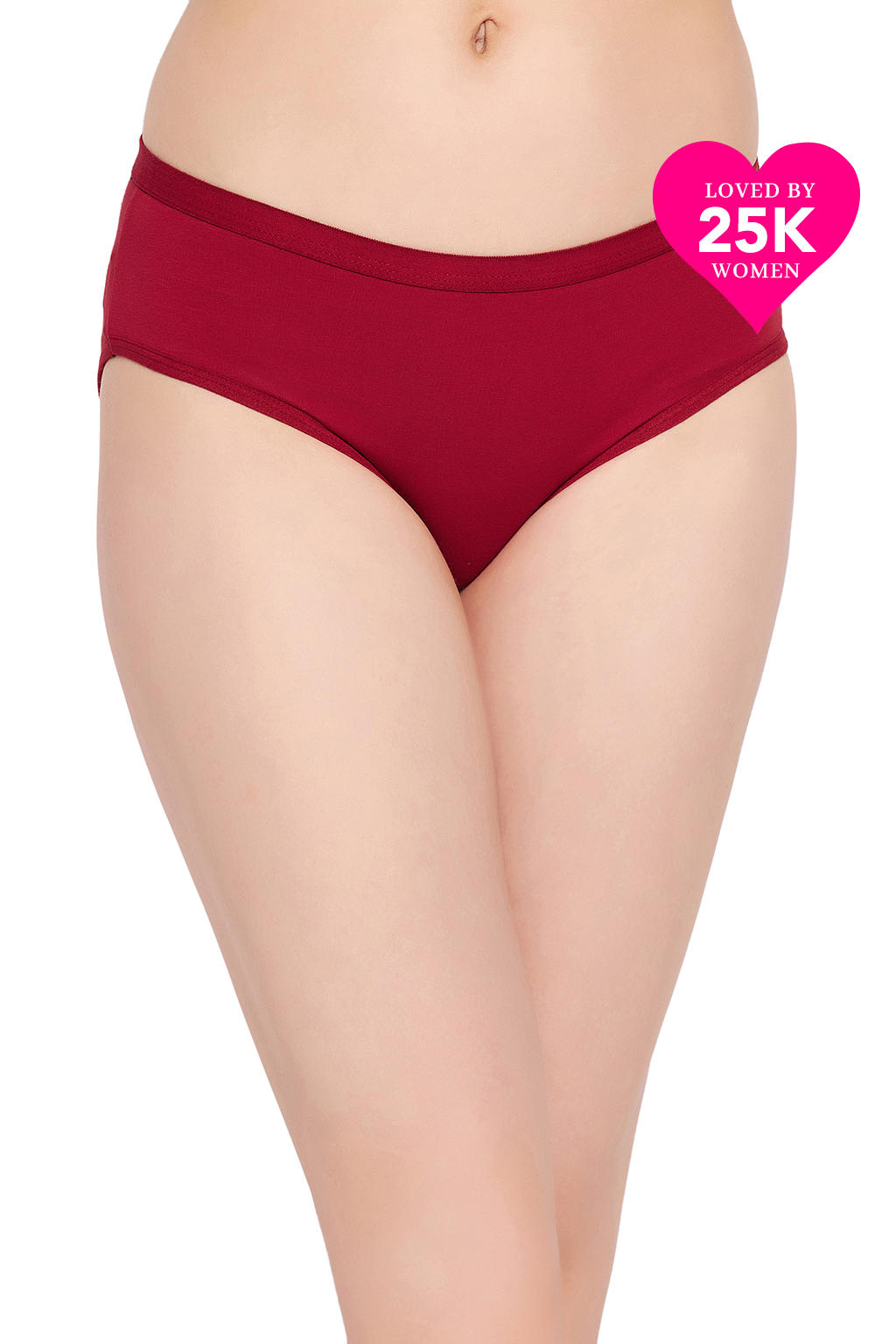Clovia Women Mid-Waist Cotton Hipster Panty, Maroon