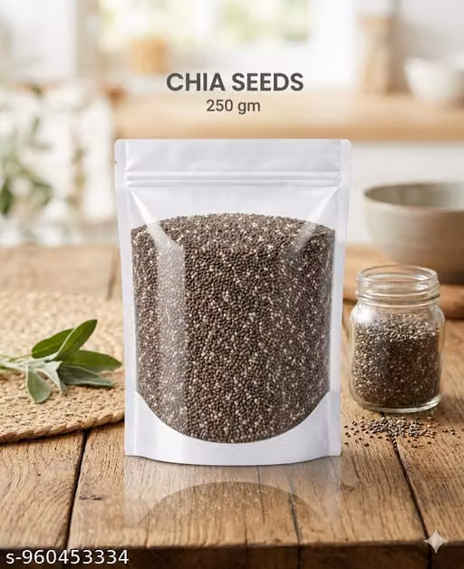 Premium Raw Chia Seeds, 250g | Natural Fiber-Rich Superfood Seeds for Smoothies, Salads, Weight Management & Healthy Lifestyle