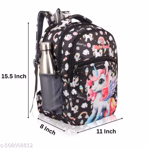 Kids School Bag for Boys & Girls | Waterproof, Lightweight & Spacious | 3-9 Years Black