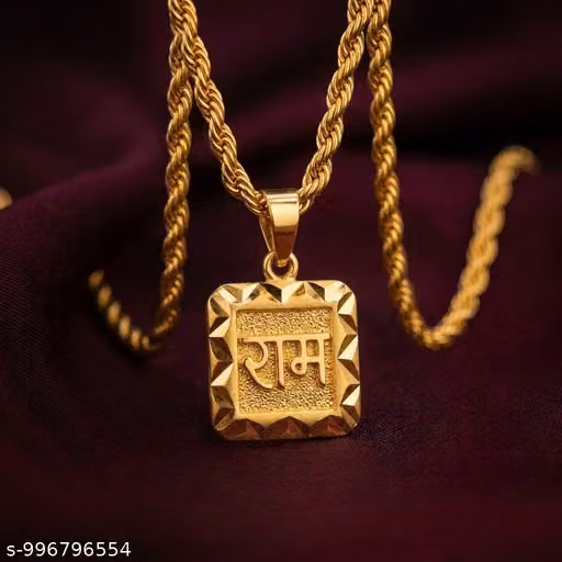 RAM alphabet 1 gram gold plated pendant with rope rassa chain daily uses for men and women
