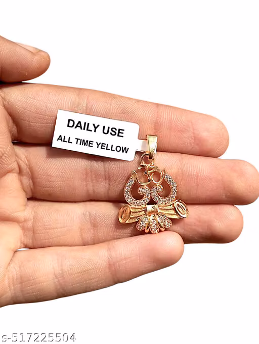  Om With Shivling Pendant With Superior Ad Dimonds With Micro Gold Plated Pendant For Man, Woman, Girl And Boys
